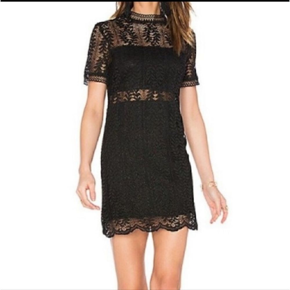 MINKPINK Revolve Tell Tale Lace Mini Dress Black Size L
